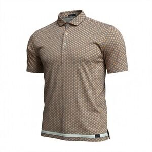 Turtleson Mens Golf Polo Shirt Orange Peach Pattern Short Sleeve Size M